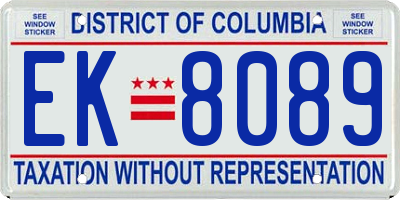 DC license plate EK8089