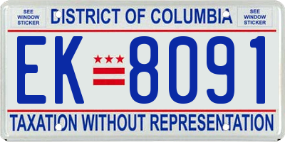 DC license plate EK8091