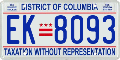 DC license plate EK8093