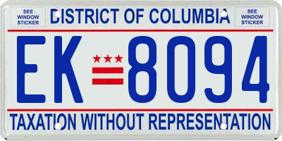 DC license plate EK8094