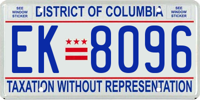 DC license plate EK8096