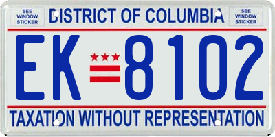 DC license plate EK8102