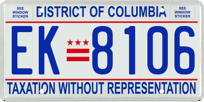 DC license plate EK8106
