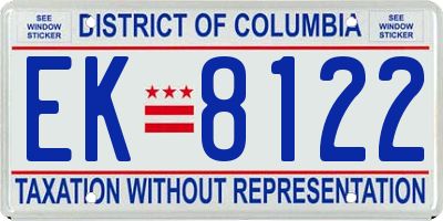 DC license plate EK8122