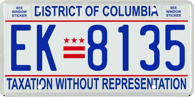 DC license plate EK8135