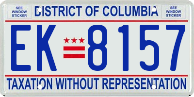 DC license plate EK8157