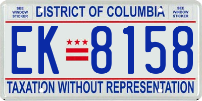 DC license plate EK8158