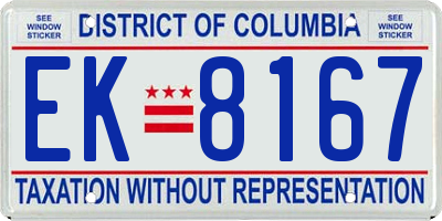 DC license plate EK8167