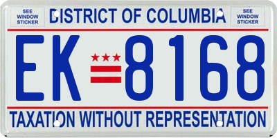 DC license plate EK8168