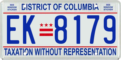 DC license plate EK8179