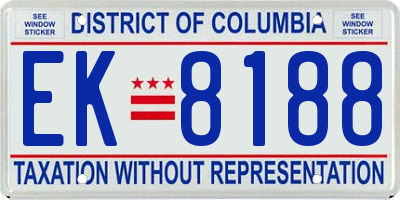 DC license plate EK8188