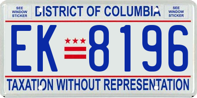 DC license plate EK8196