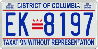 DC license plate EK8197