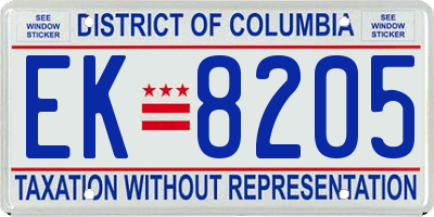 DC license plate EK8205