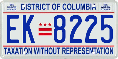 DC license plate EK8225