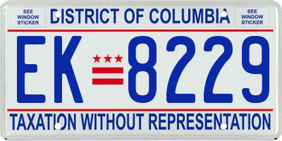 DC license plate EK8229