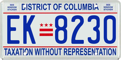 DC license plate EK8230