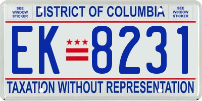 DC license plate EK8231