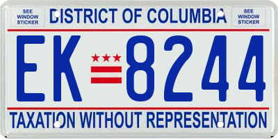 DC license plate EK8244