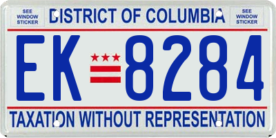 DC license plate EK8284