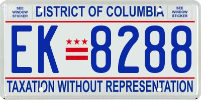 DC license plate EK8288