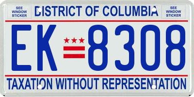 DC license plate EK8308