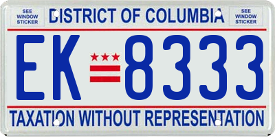 DC license plate EK8333