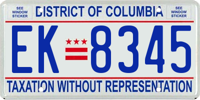 DC license plate EK8345
