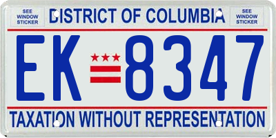 DC license plate EK8347