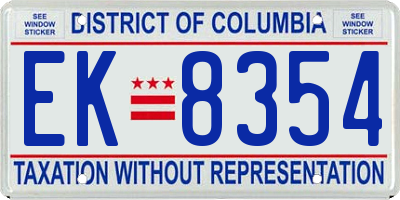 DC license plate EK8354