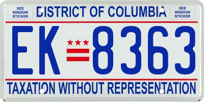 DC license plate EK8363