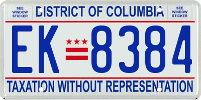 DC license plate EK8384