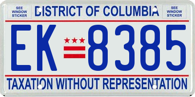 DC license plate EK8385