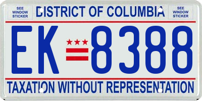 DC license plate EK8388