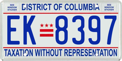 DC license plate EK8397