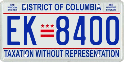 DC license plate EK8400