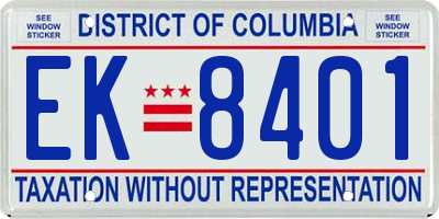 DC license plate EK8401