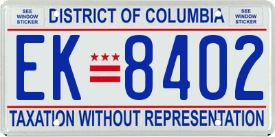 DC license plate EK8402