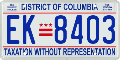 DC license plate EK8403