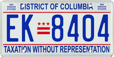 DC license plate EK8404