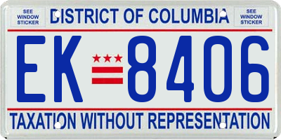 DC license plate EK8406