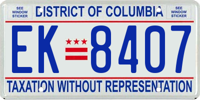 DC license plate EK8407