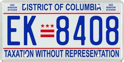 DC license plate EK8408