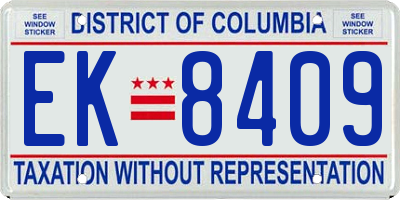 DC license plate EK8409