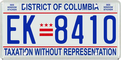 DC license plate EK8410