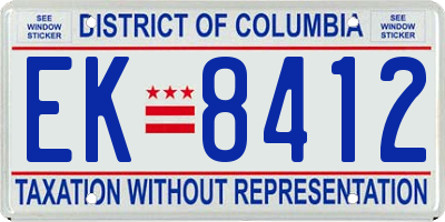 DC license plate EK8412