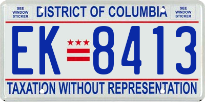 DC license plate EK8413