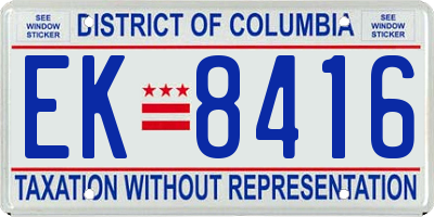 DC license plate EK8416