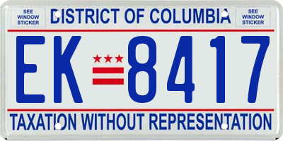 DC license plate EK8417