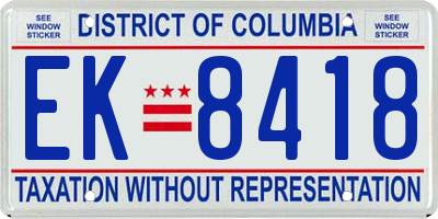 DC license plate EK8418